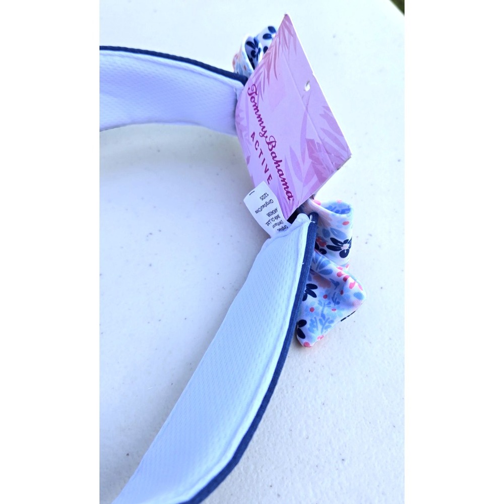 Tommy Bahama Active Womens Sun Visor Navy Blue Floral Bow Marlin Logo NWT - Picture 3 of 5